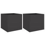 Steel Planters Set 2 Black Outdoor Garden Pots | HomeAndLiving