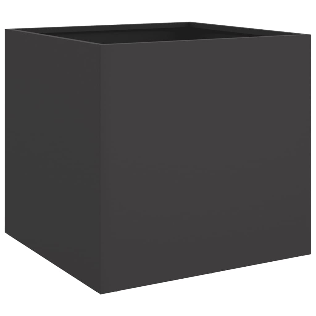 Steel Planters Set 2 Black Outdoor Garden Pots | HomeAndLiving