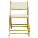 2 Piece Folding Bistro Chairs with Cream White Cushions Bamboo