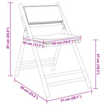 3-Piece Folding Bistro Set with Cream White Cushions Bamboo