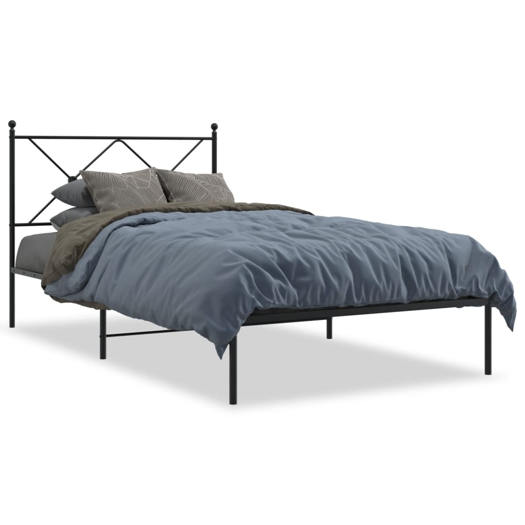 Metal Bed Frame with Headboard Black King Single Size - 207×112×90.5cm
