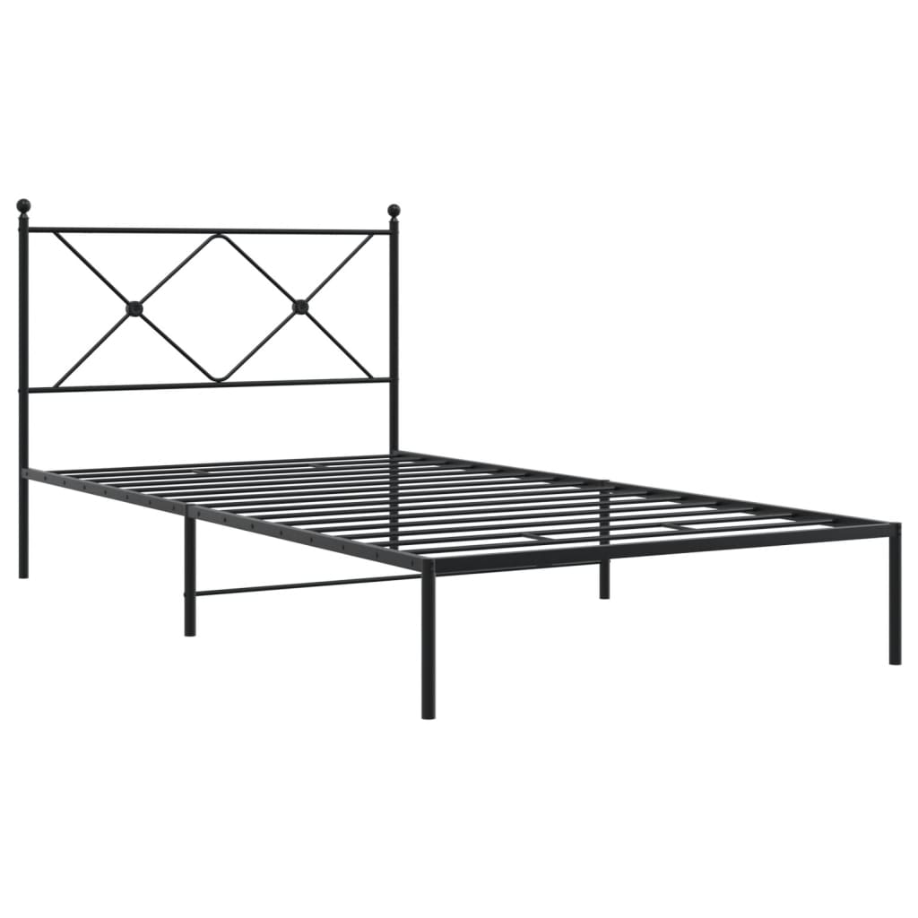 Metal Bed Frame with Headboard Black King Single Size - 207×112×90.5cm