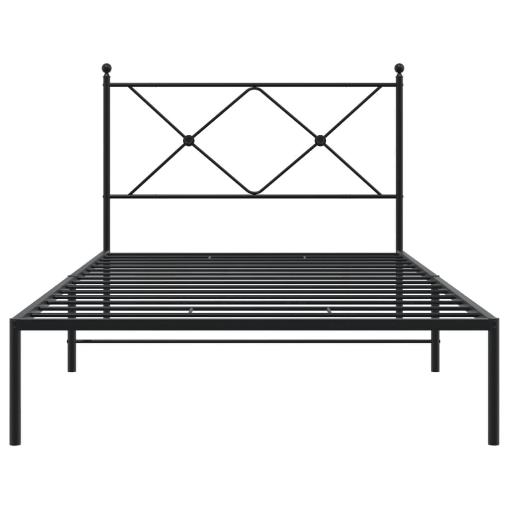 Metal Bed Frame with Headboard Black King Single Size - 207×112×90.5cm
