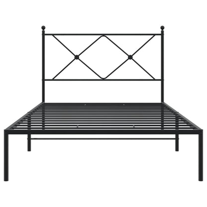Metal Bed Frame with Headboard Black King Single Size - 207×112×90.5cm