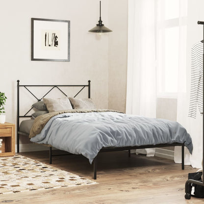 Metal Bed Frame with Headboard Black King Single Size - 207×112×90.5cm