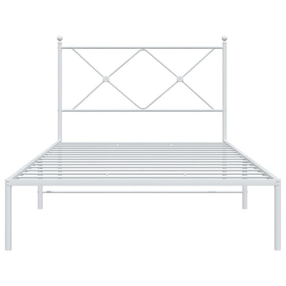 Metal Bed Frame with Headboard White - King Single Size