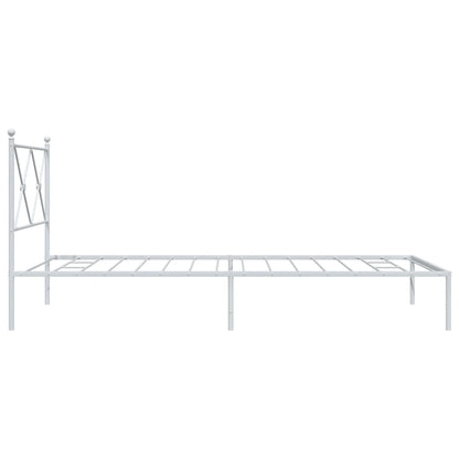 Metal Bed Frame with Headboard White - King Single Size