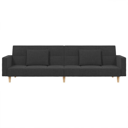 2-Seater Sofa Bed with Two Pillows Dark Grey