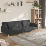 2-Seater Sofa Bed with Two Pillows Dark Grey