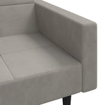 2-Seater Sofa Bed with Two Pillows Light Grey Velvet