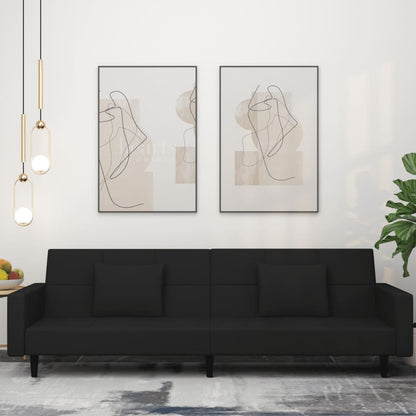 2-Seater Sofa Bed with Two Pillows Light Grey Velvet
