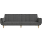 2-Seater Sofa Bed with Two Pillows Dark Grey Fabric