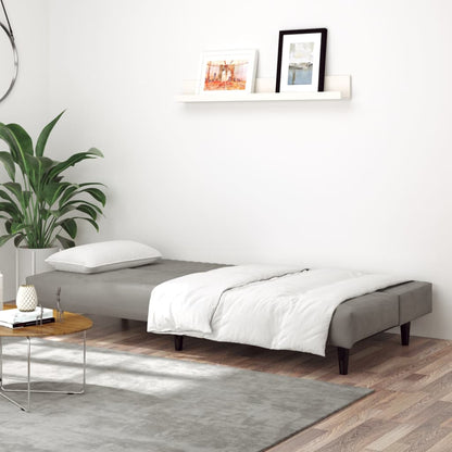 2-Seater Sofa Bed Light Grey-Velvet