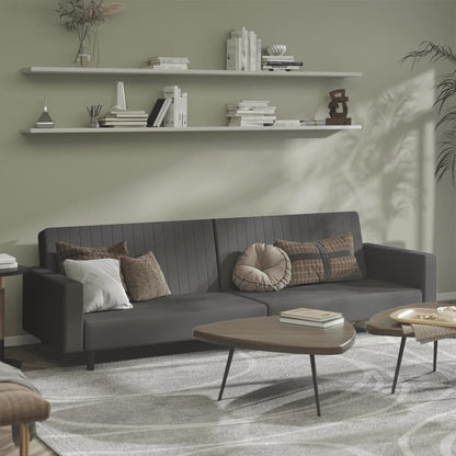 2-Seater Sofa Bed Light Grey Velvet