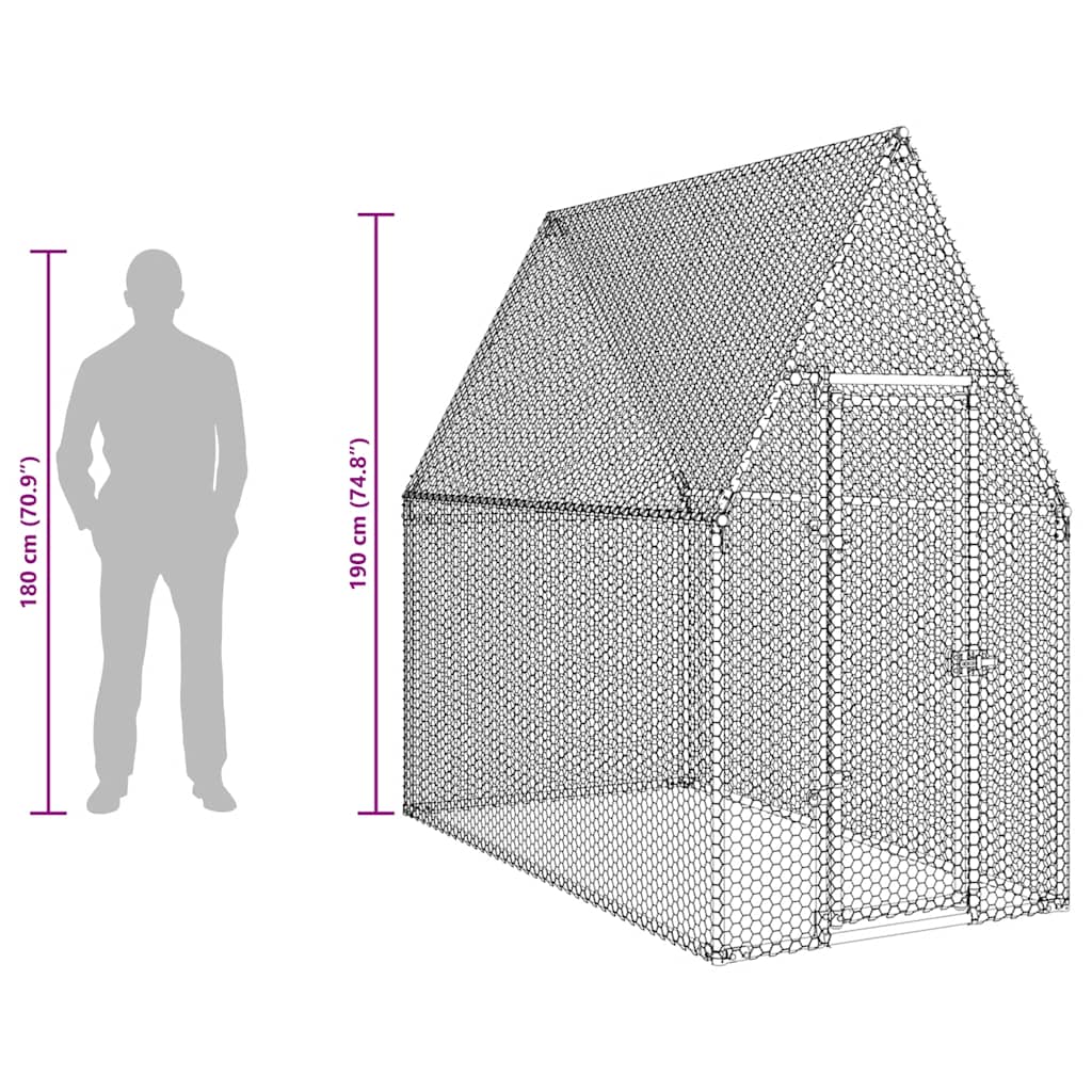 Walk-In Chicken Cage Galvanised Steel 200x100x190cm | HomeAndLiving