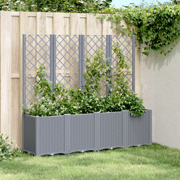  Garden Planter with Trellis - Grey