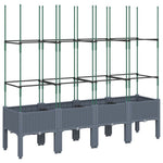 Garden Planter with Trellis Grey PP