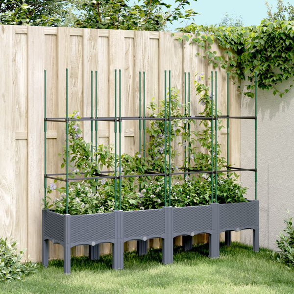  Garden Planter with Trellis Grey PP