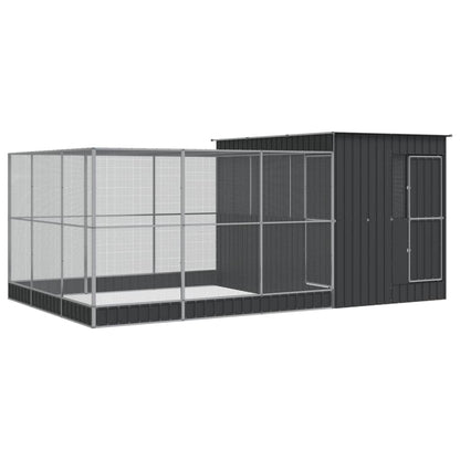 Aviary with Extension Silver Steel - 497×303×216cm