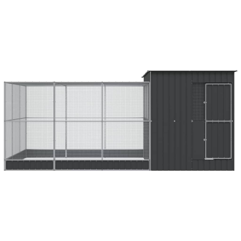 Aviary with Extension Silver Steel - 497×303×216cm