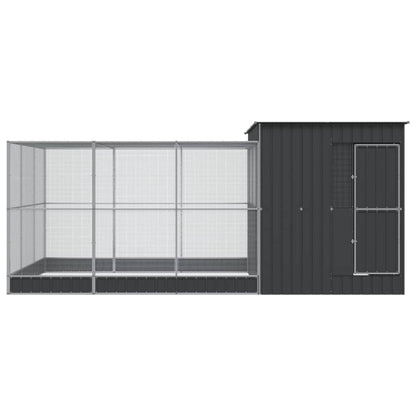 Aviary with Extension Silver Steel - 497×303×216cm