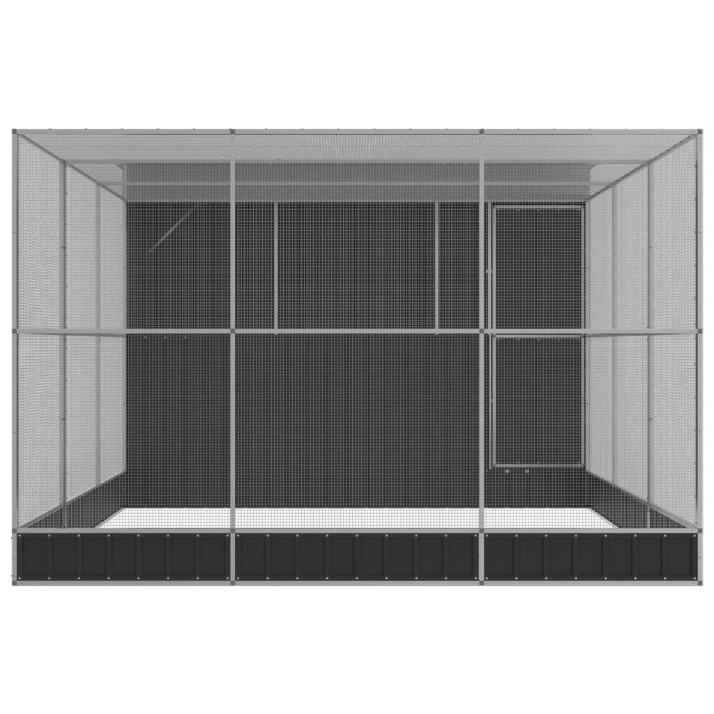 Aviary with Extension Silver Steel - 497×303×216cm