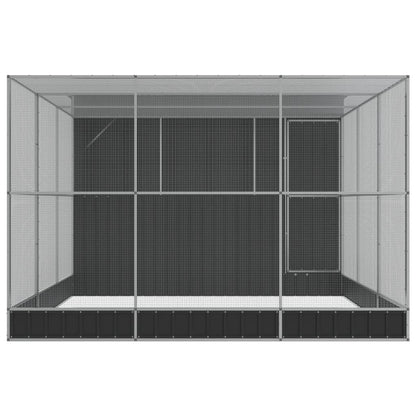 Aviary with Extension Silver Steel - 497×303×216cm