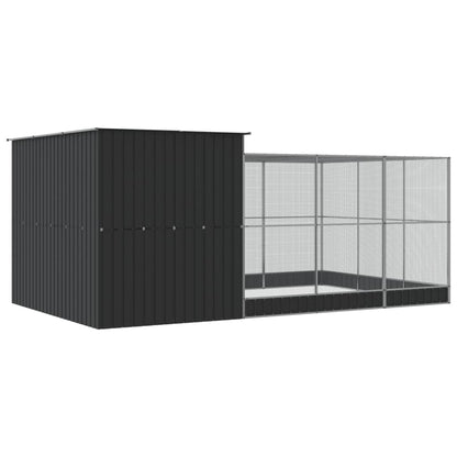Aviary with Extension Silver Steel - 497×303×216cm