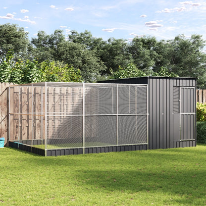 Aviary with Extension Silver Steel - 497×303×216cm