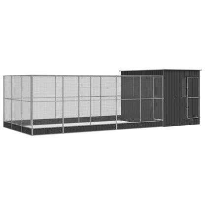 Aviary with Extension Silver Steel - 704×303×216cm