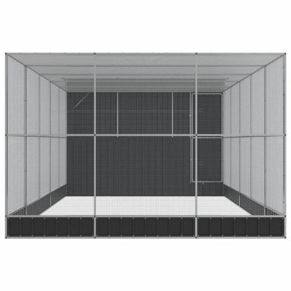 Aviary with Extension Silver Steel - 704×303×216cm