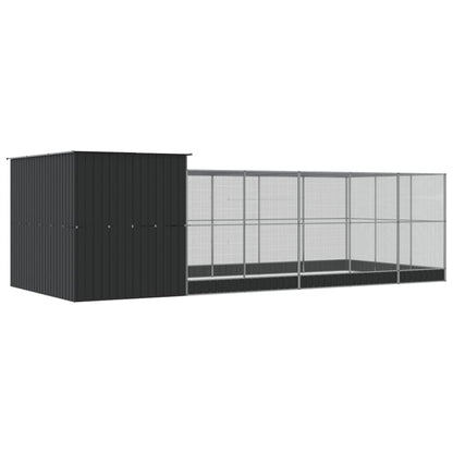 Aviary with Extension Silver Steel - 704×303×216cm