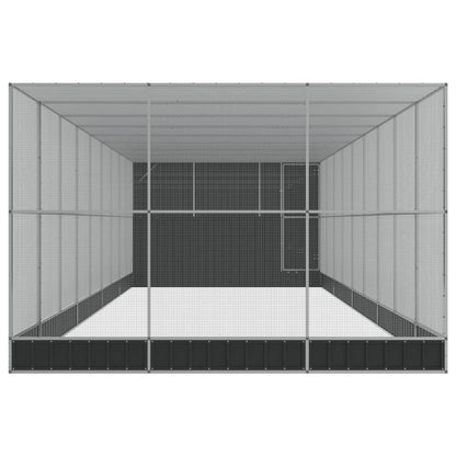 Stylish Aviary with Extension Silver Steel