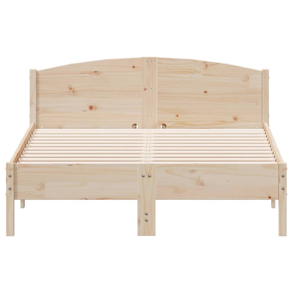 Bed Frame with Headboard-Solid Wood Pine Double Size
