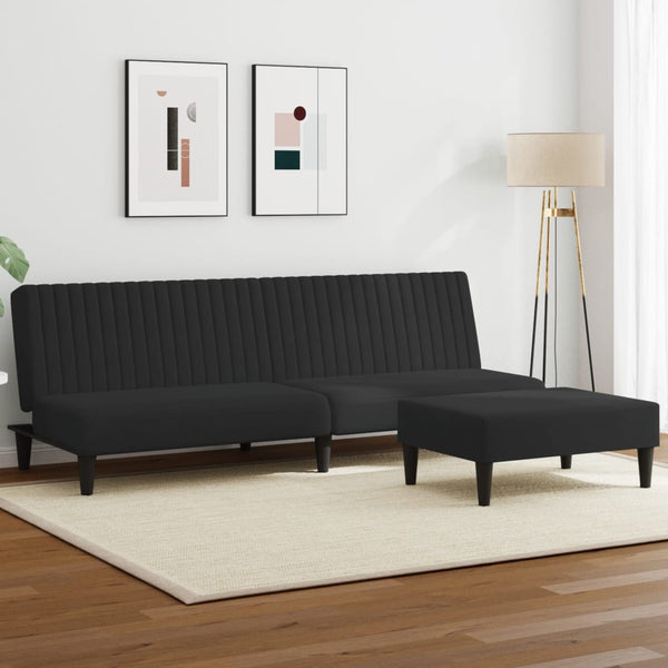  2 Piece Sofa Set Black Velvet