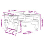 Modern Picnic Table for Kids 88x122x58 Lounge Area Urban Style