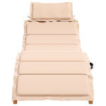 Sun Lounger with Cushion Beige Solid Wood Acacia