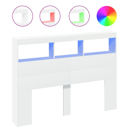 LED Headboard Cabinet 140cm White Storage | HomeAndLiving