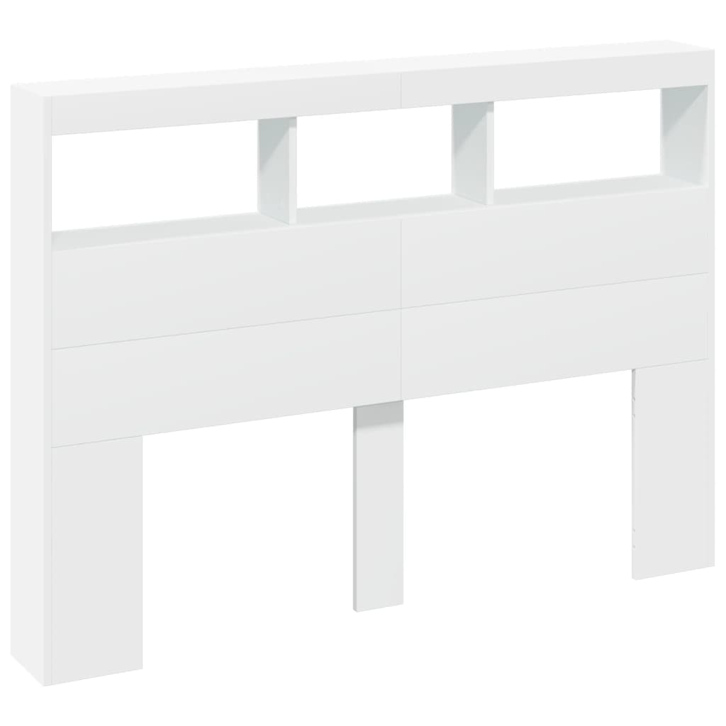 LED Headboard Cabinet 140cm White Storage | HomeAndLiving