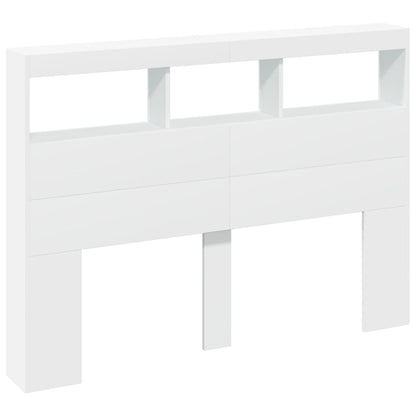 LED Headboard Cabinet 140cm White Storage | HomeAndLiving