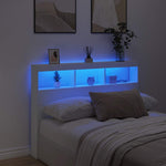 LED Headboard Cabinet 140cm White Storage | HomeAndLiving
