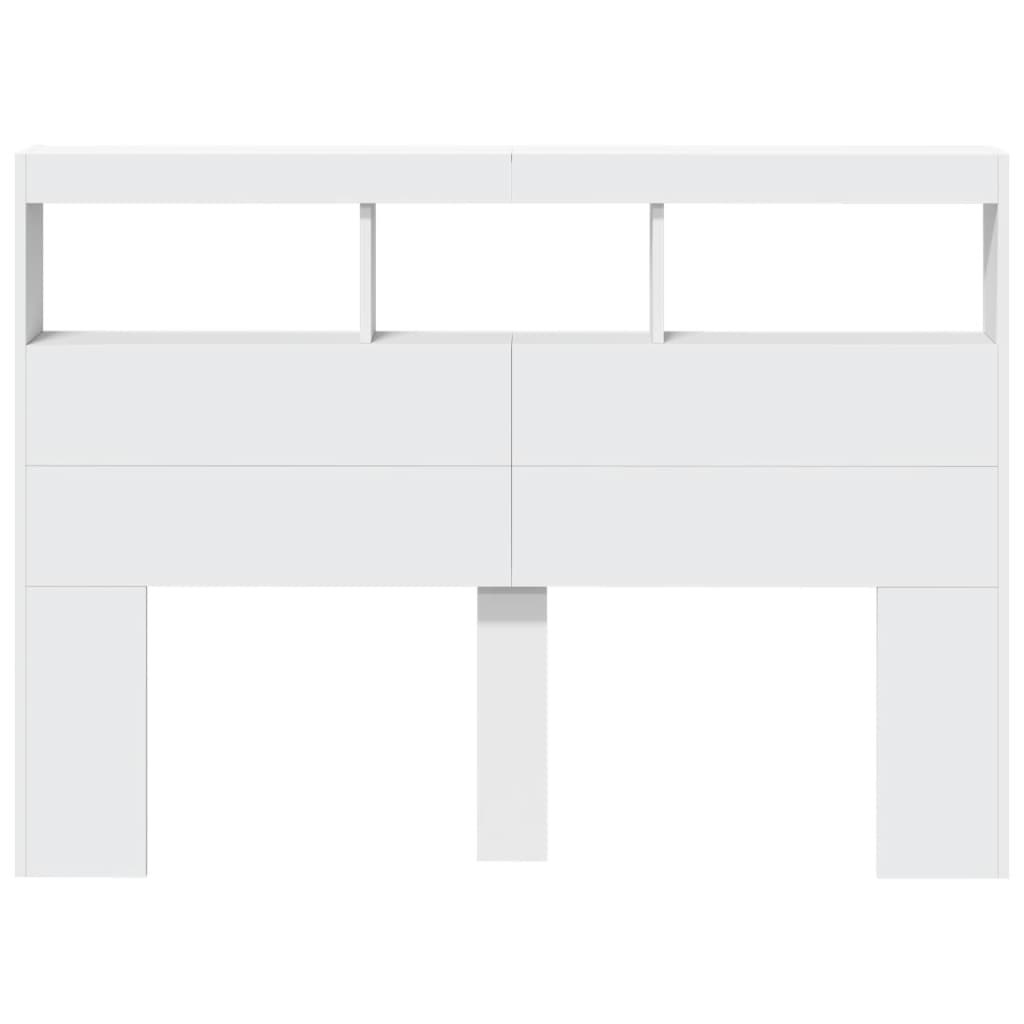 LED Headboard Cabinet 140cm White Storage | HomeAndLiving
