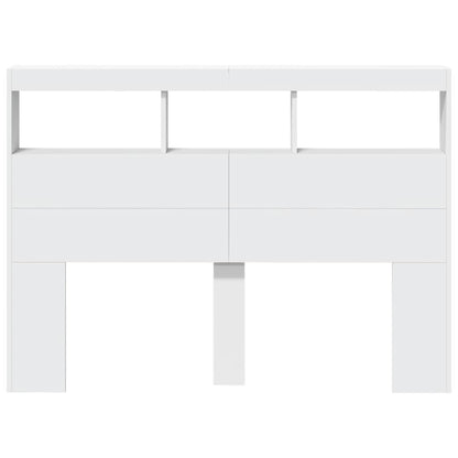 LED Headboard Cabinet 140cm White Storage | HomeAndLiving