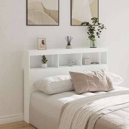 LED Headboard Cabinet 140cm White Storage | HomeAndLiving