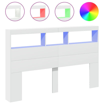 LED Headboard Cabinet 160cm White RGB | HomeAndLiving