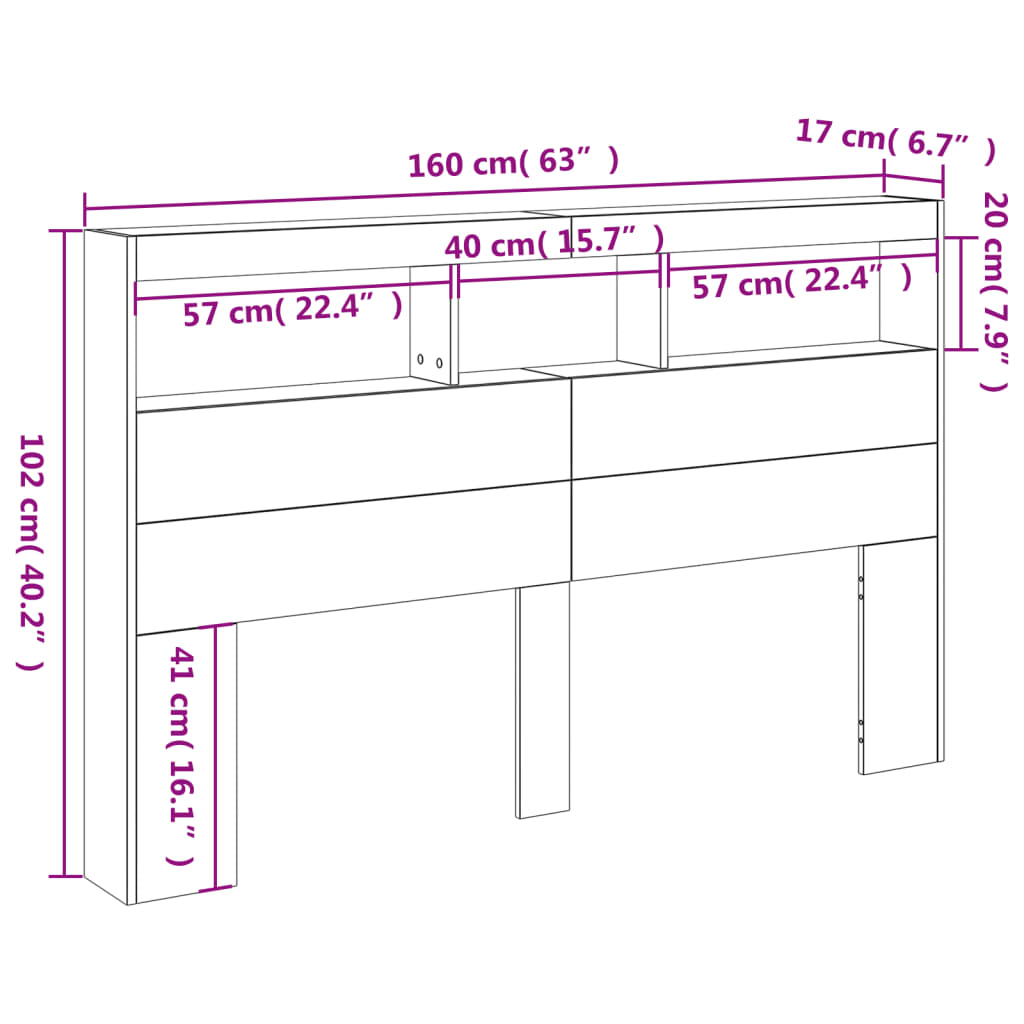 LED Headboard Cabinet 160cm White RGB | HomeAndLiving