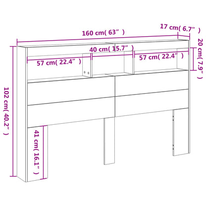 LED Headboard Cabinet 160cm White RGB | HomeAndLiving
