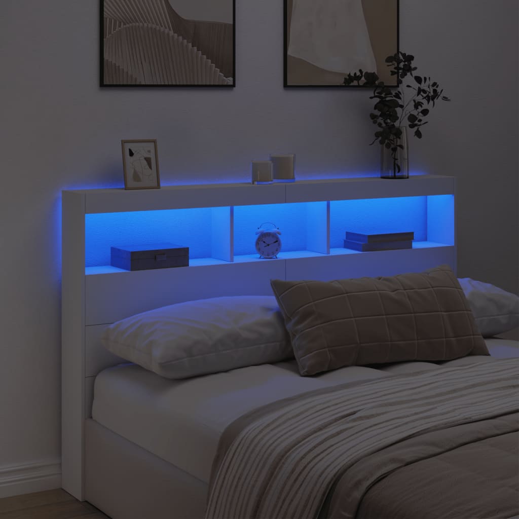 LED Headboard Cabinet 160cm White RGB | HomeAndLiving