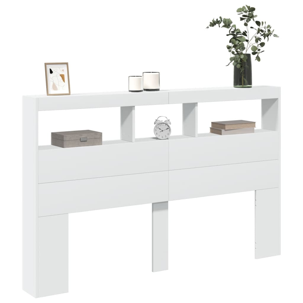 LED Headboard Cabinet 160cm White RGB | HomeAndLiving