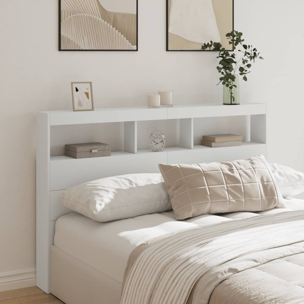 LED Headboard Cabinet 160cm White RGB | HomeAndLiving